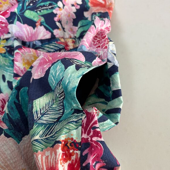 Tommy Bahama Perfectly Paradise Midi Dress Sundress Womens M Blue Floral Tiered - Picture 8 of 12